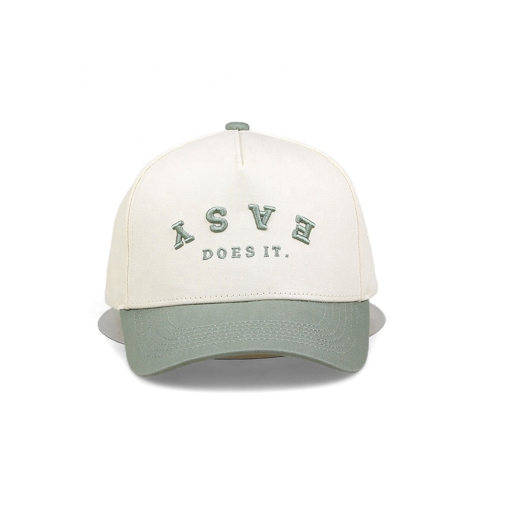 Custom 5 Panel A Frame Style Structured Cotton Running Sports Baseball Cap For Men With 3D Raised Embroidery Logo Two Tone Hats