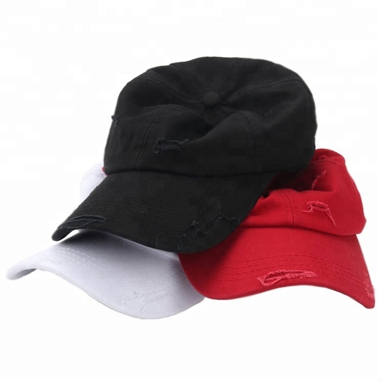 OEM 6 Panel Unstructured Ripped Dad Hat Cap Price Baseball Cap