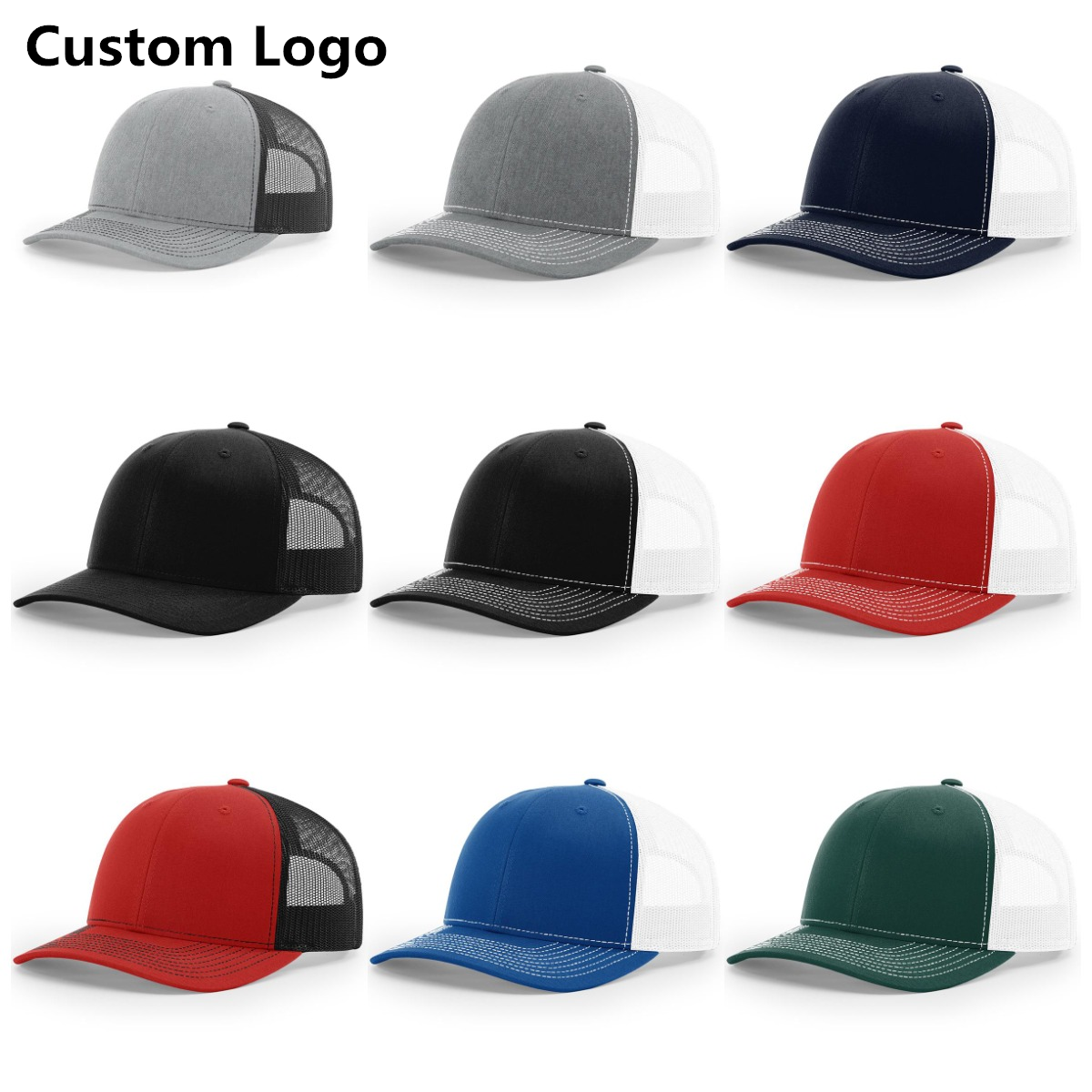 Custom Logo Unisex Blank  Shape fitted cap Hats 112 Trucker Hat High Quality Mesh Cap Plain Men's Visor Snapback Hat