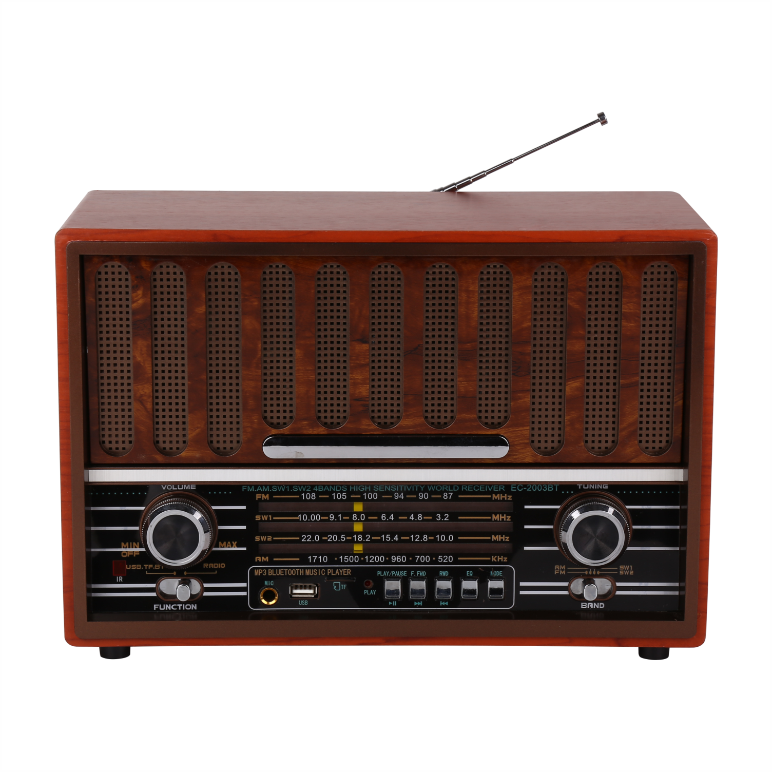 OEM Factory Direct Sale  Hot Selling Retro Style FM/AM/SW  Portable built-in Speaker BT/USB/TF Handheld Rechargeable AC/DC Radio