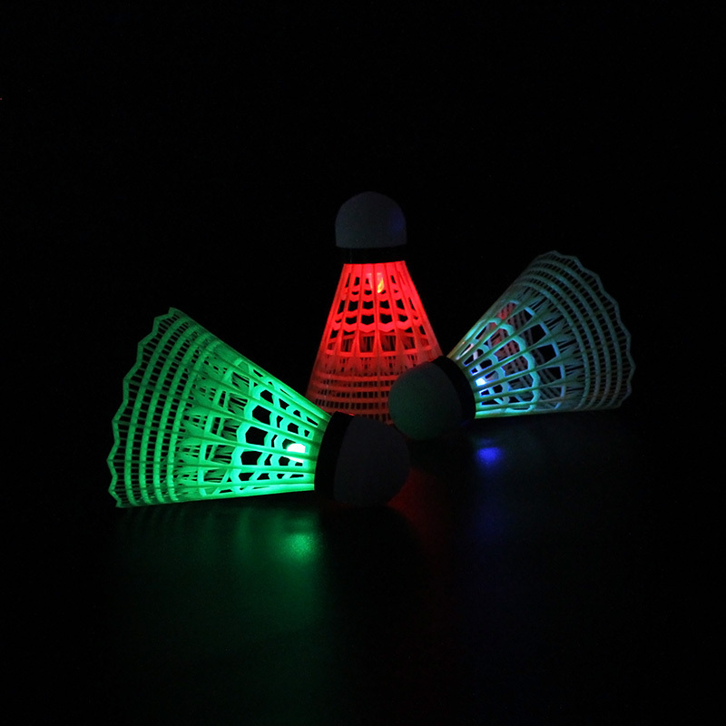 Dark Night Glow LED Shuttlecock Colorful nylon Training Badminton Set