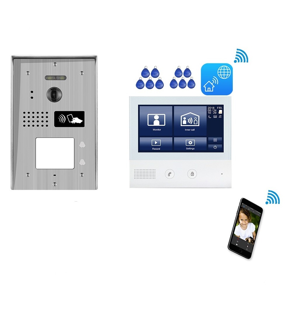 Apartment Wired Video Door Phone 7inch Screen Audio Visual Intercom Entry System