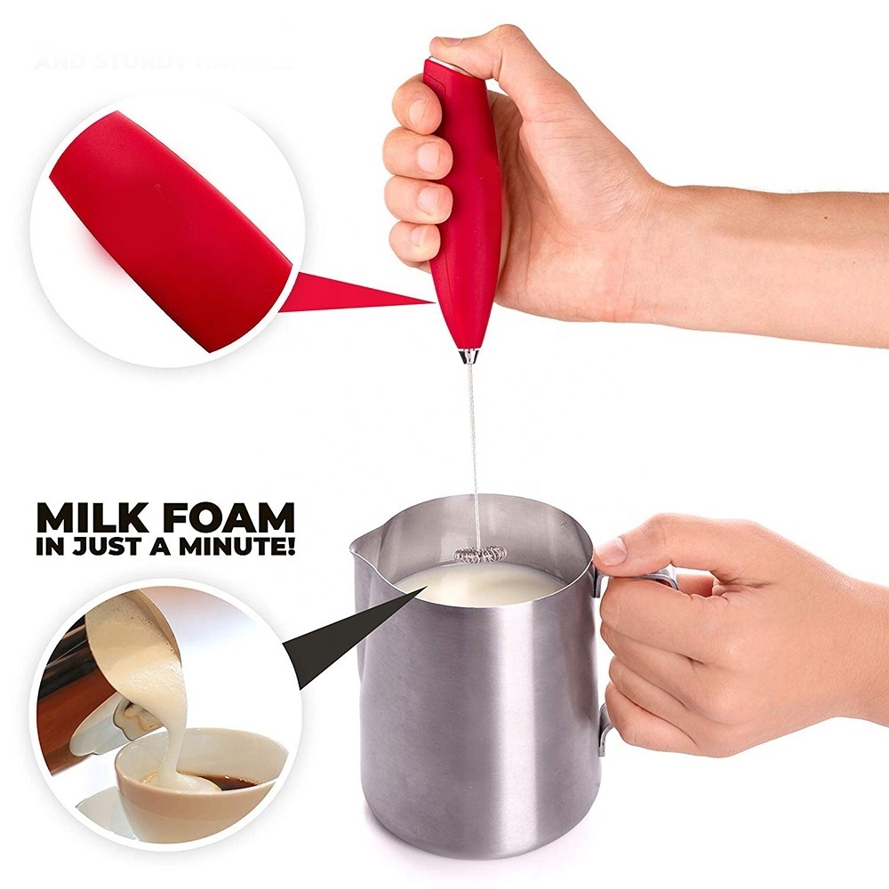 2023 Battery Operated Automatic Hand Milk Frother Electric Coffee Frother With Stainless Steel Whisk