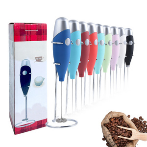 Handheld Battery Operated Coffee Mixer Cappuccino Electronic Milk Frother With Double Spring Whisk Head