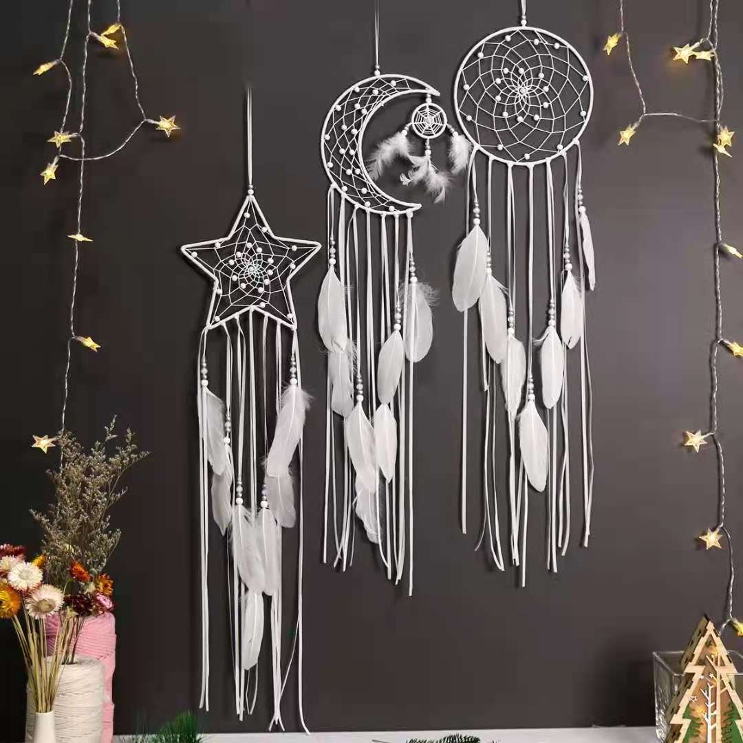 Moon and Star Macrame Wall Hanging Decor Dream Catcher Handmade Woven Hanger Home Decoration