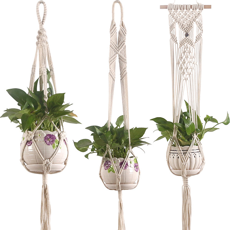 4 Set Air Handmade Cotton Macrame Decor Wall Hanging Home Decoration Accessories Indoor Macrame Plant Hanger