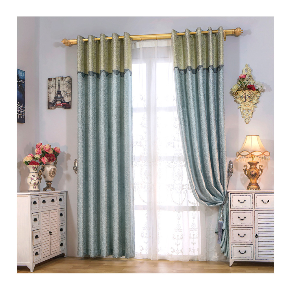 New gold silk jacquard curtain half shading curtain living room bedroom patchwork curtain cloth wholesale