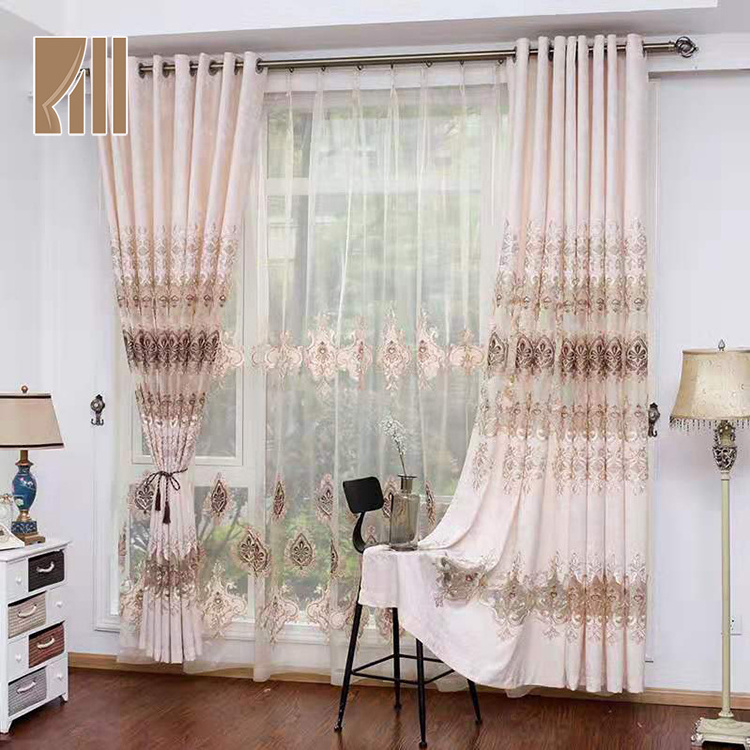 2020 high quality turkish style chenille embroidery blackout curtains