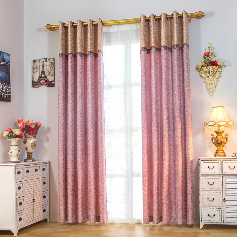 New gold silk jacquard curtain half shading curtain living room bedroom patchwork curtain cloth wholesale