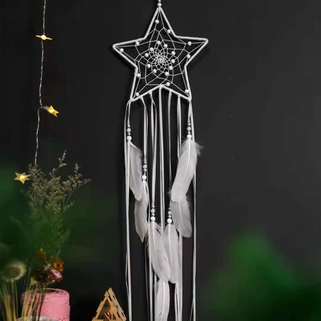 Moon and Star Macrame Wall Hanging Decor Dream Catcher Handmade Woven Hanger Home Decoration