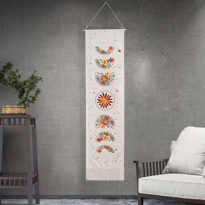 Long cotton linen tapestry custom wall hanging decor living room bedroom wall psychedelic tapestry print bulk