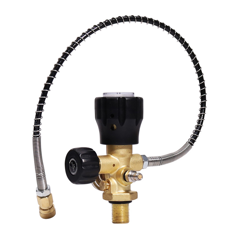 New PCP SCBA Diving Valve Air Filling Station Recharge Adapter with Dual Gauge 24'' High Pressure Hose M18x1.5 Male