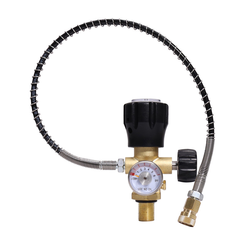 New PCP SCBA Diving Valve Air Filling Station Recharge Adapter with Dual Gauge 24'' High Pressure Hose M18x1.5 Male