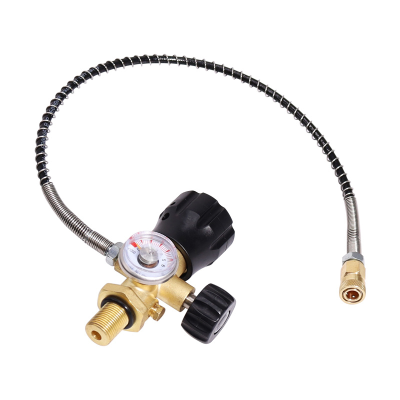 New PCP SCBA Diving Valve Air Filling Station Recharge Adapter with Dual Gauge 24'' High Pressure Hose M18x1.5 Male