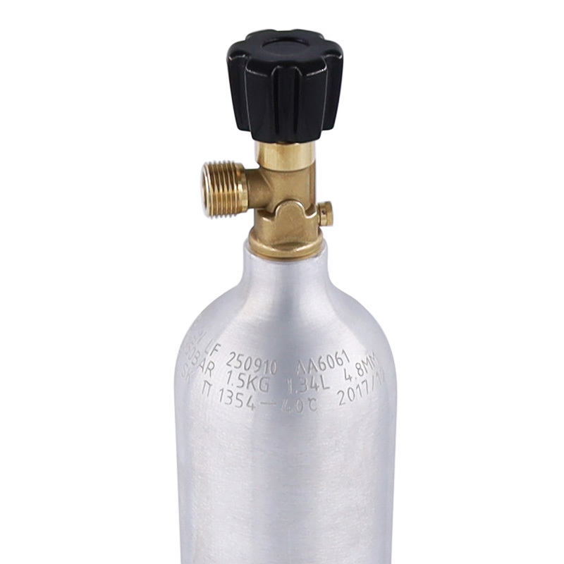 Aquarium Empty 1.34L Soda Cylinder Co2 Bottle Tank with on/off valve thread CGA320 W21.8-14