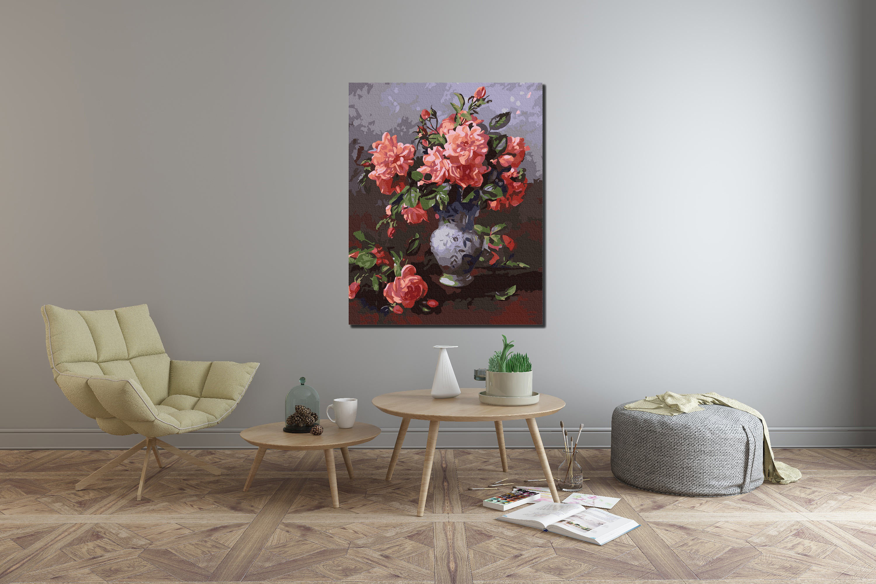 Classical rose vase oil painting 40x50 painting by numbers flower decorative painting