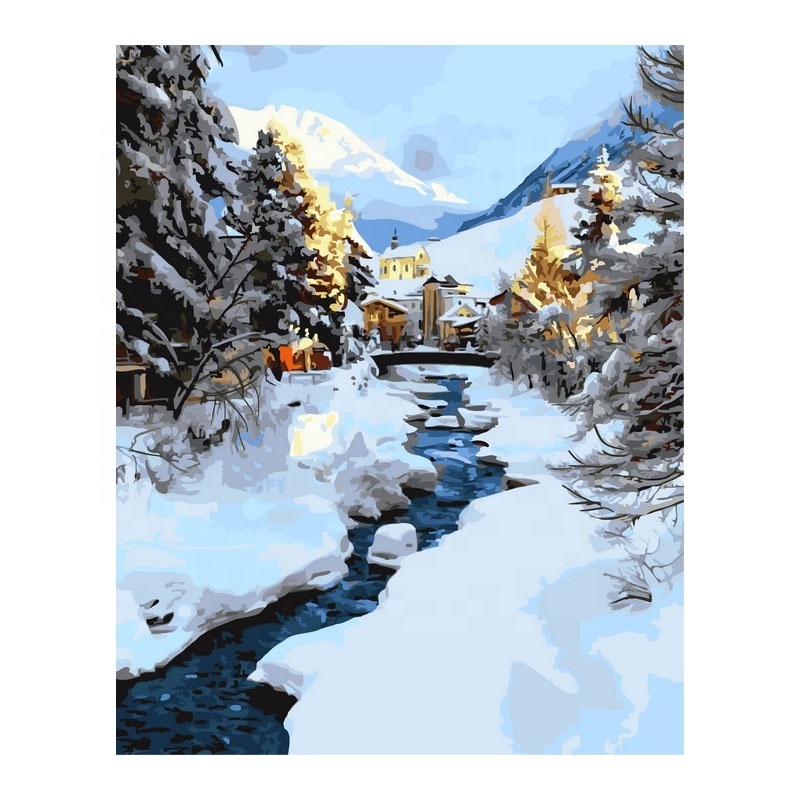 Winter View Snow Scenery Painting Paint By Numbers kit For Home Decor