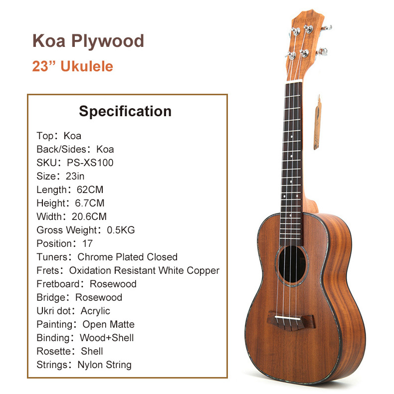 Paisen 23 inch Koa Plywood Concert Ukulele Four-stringed Guitar Music Ukulele