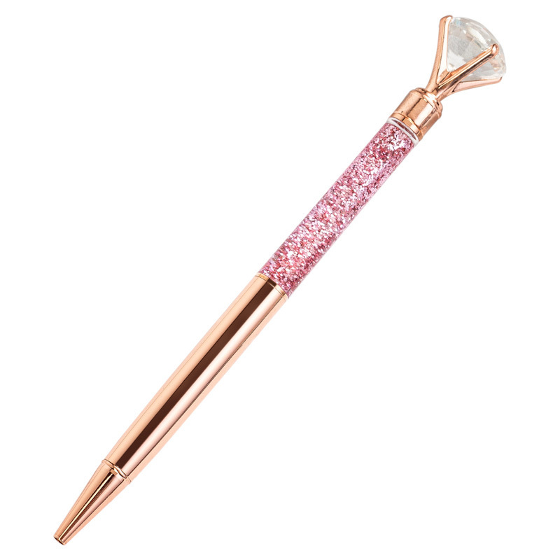 Personalized Crystal Diamond Rose Gold Logo Luxury Bulk Stainless Steel Ball Pen