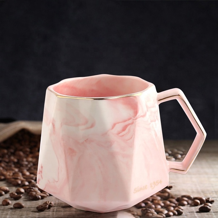 New Creative Marble pattern Ceramic Coffee  Mug Cup With Spoon