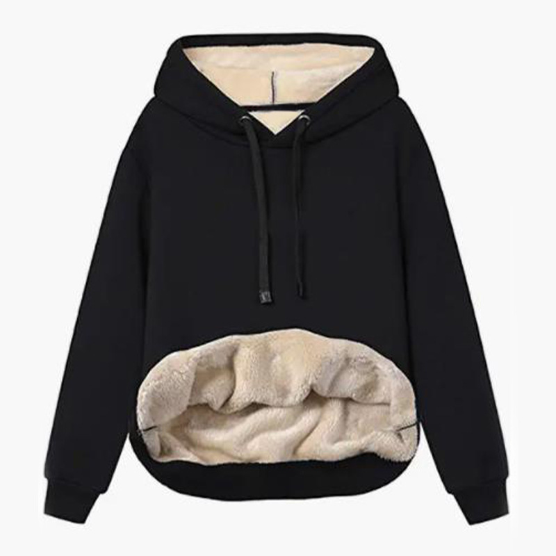 Womens Casual Winter Warm Fleece Sherpa Lined Pullover Hooded Sweatshirt