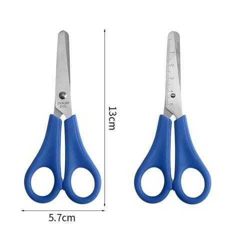 Student Paper Cutting Scissors  Plastic Handle Round Head Stainless Steel Blade Paper Cutting Scissors With Head Plastic Cover