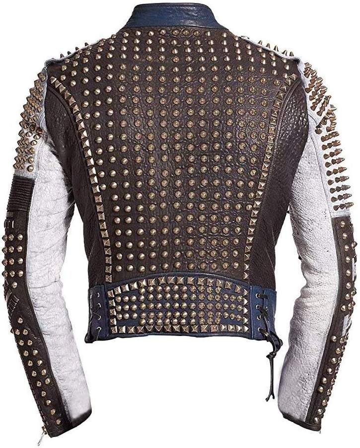 .Custom Mens Cafe Racer Funky Rider Studded Retro Motorcycle/Fashion Leather Jacket