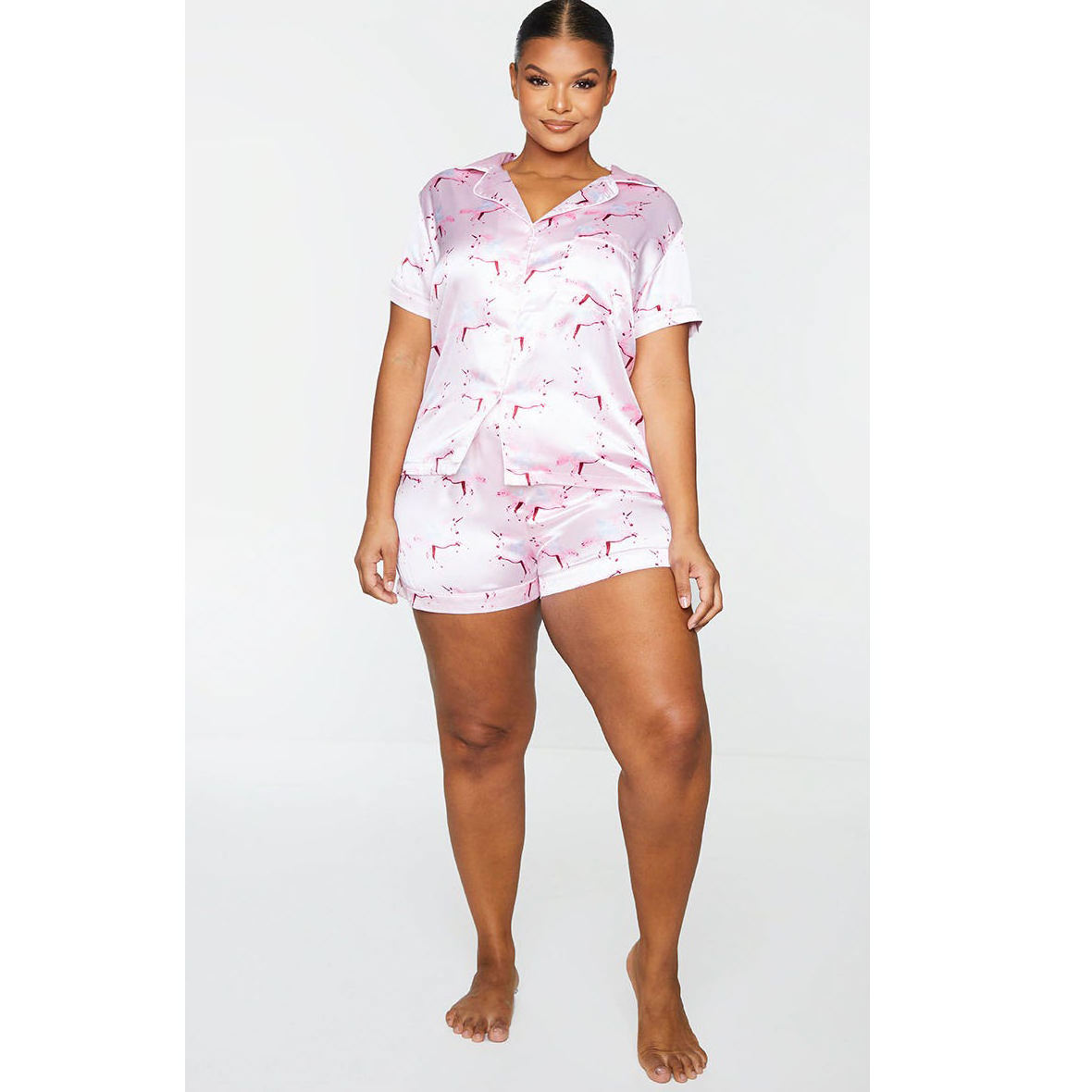 Letter Graphic Floral Print Tiktok  Summer Sleepwear Women Sexy Onesie V Neck Short Set Cute Cartoon Printed Night Suit