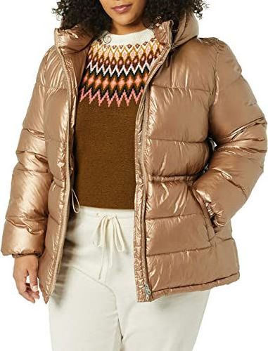 Ladies Women's Long Sleeve Quilted Wet Shiny Look Padded Puffer Fur Hooded Puffer Coat Jacket Shiny Look Hooded Bubble Jacket