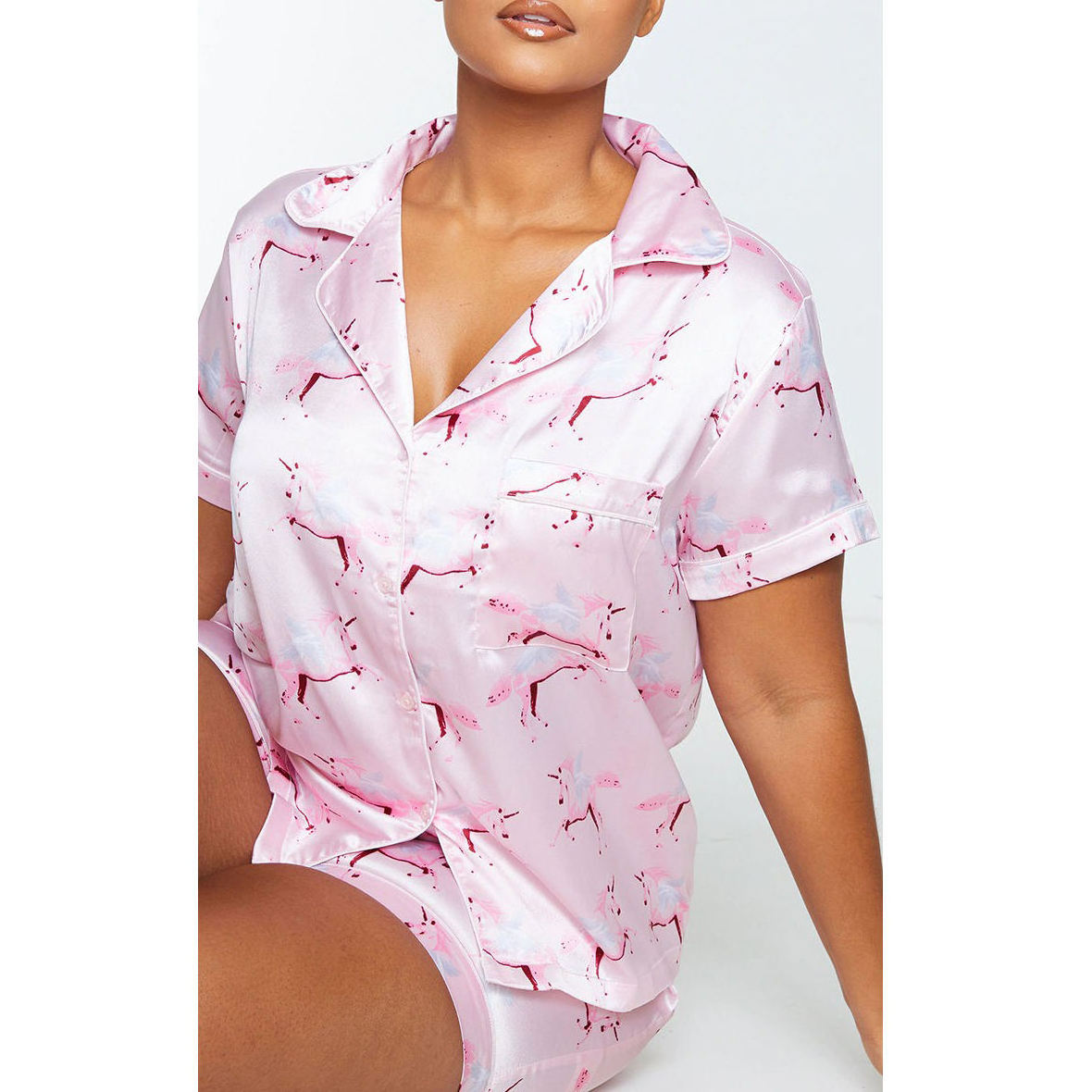 Letter Graphic Floral Print Tiktok  Summer Sleepwear Women Sexy Onesie V Neck Short Set Cute Cartoon Printed Night Suit