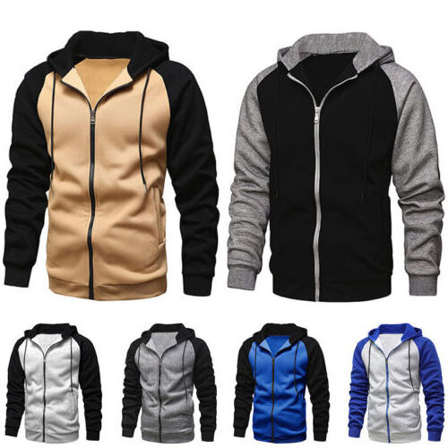 Best Quality Wholesale Zip Up Blank Plain Tech Fleece Two Color Sport Hoodies For Men Winter Wear