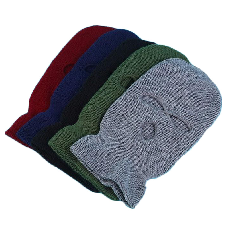 Wholesale Ski Mask Knitted Beanie Face Cover Winter Balaclava A Hole Full Face Plain Mask for Winter Outdoor Sports Hat