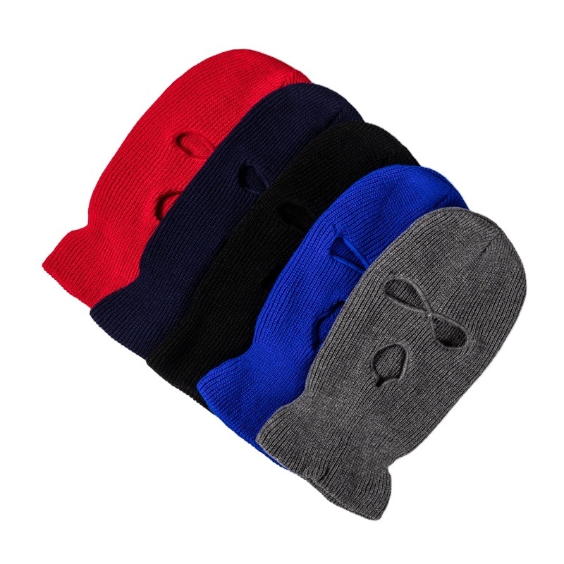 Wholesale Ski Mask Knitted Beanie Face Cover Winter Balaclava A Hole Full Face Plain Mask for Winter Outdoor Sports Hat