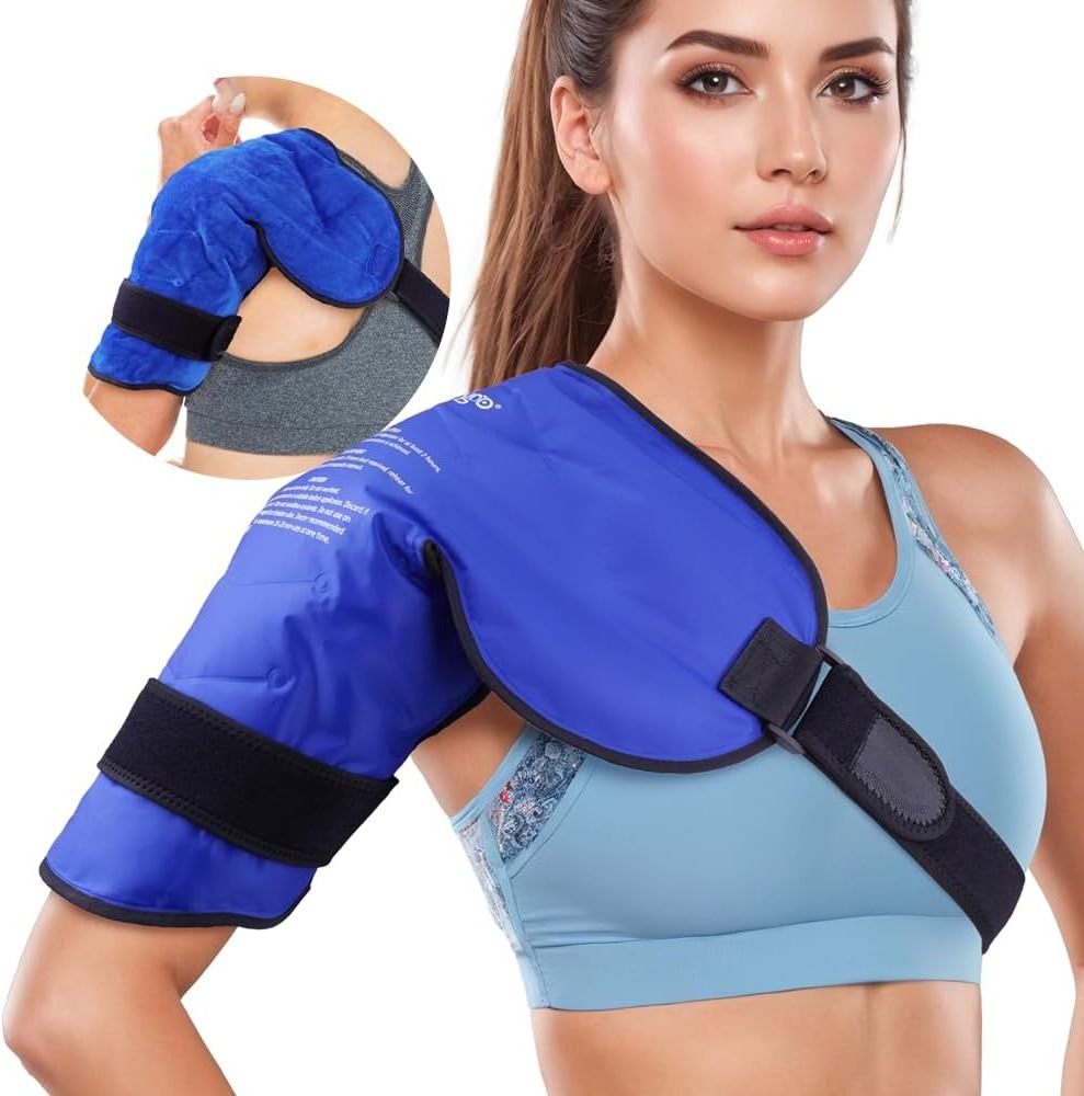 Pakcare Custom Gel Hot Cold Shoulder Ice Wrap Rotator Cuff Cooling Pack Brace for Injuries Pain Relief