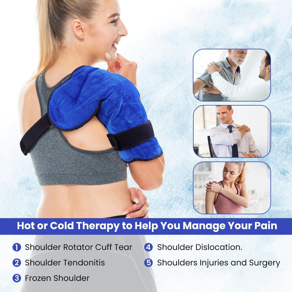 Pakcare Custom Gel Hot Cold Shoulder Ice Wrap Rotator Cuff Cooling Pack Brace for Injuries Pain Relief