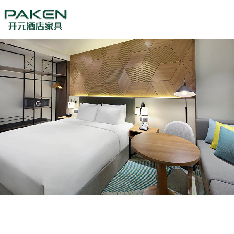 Paken Hotel Furniture Supplier Wooden King Size Beds Headboard Wall Panel Bedroom Sets Furniture For Hotel