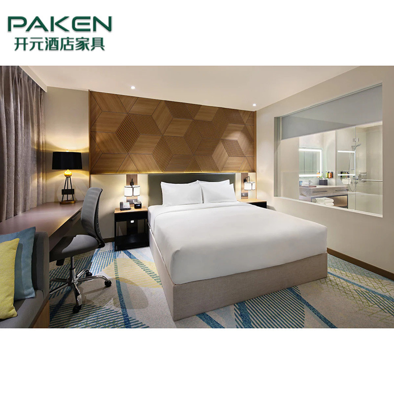 Paken Hotel Furniture Supplier Wooden King Size Beds Headboard Wall Panel Bedroom Sets Furniture For Hotel