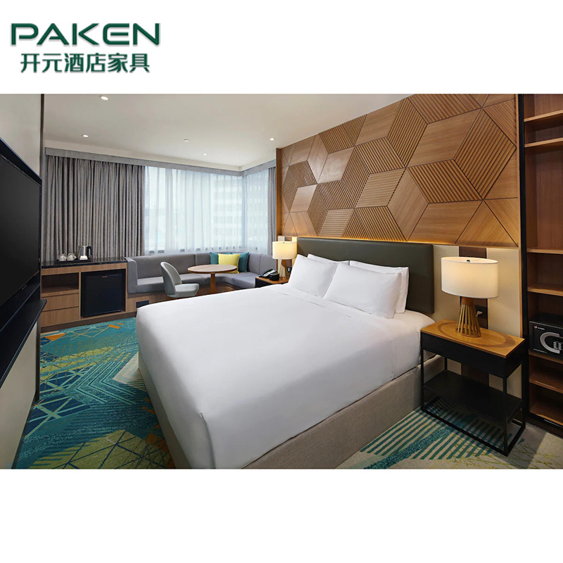 Paken Hotel Furniture Supplier Wooden King Size Beds Headboard Wall Panel Bedroom Sets Furniture For Hotel