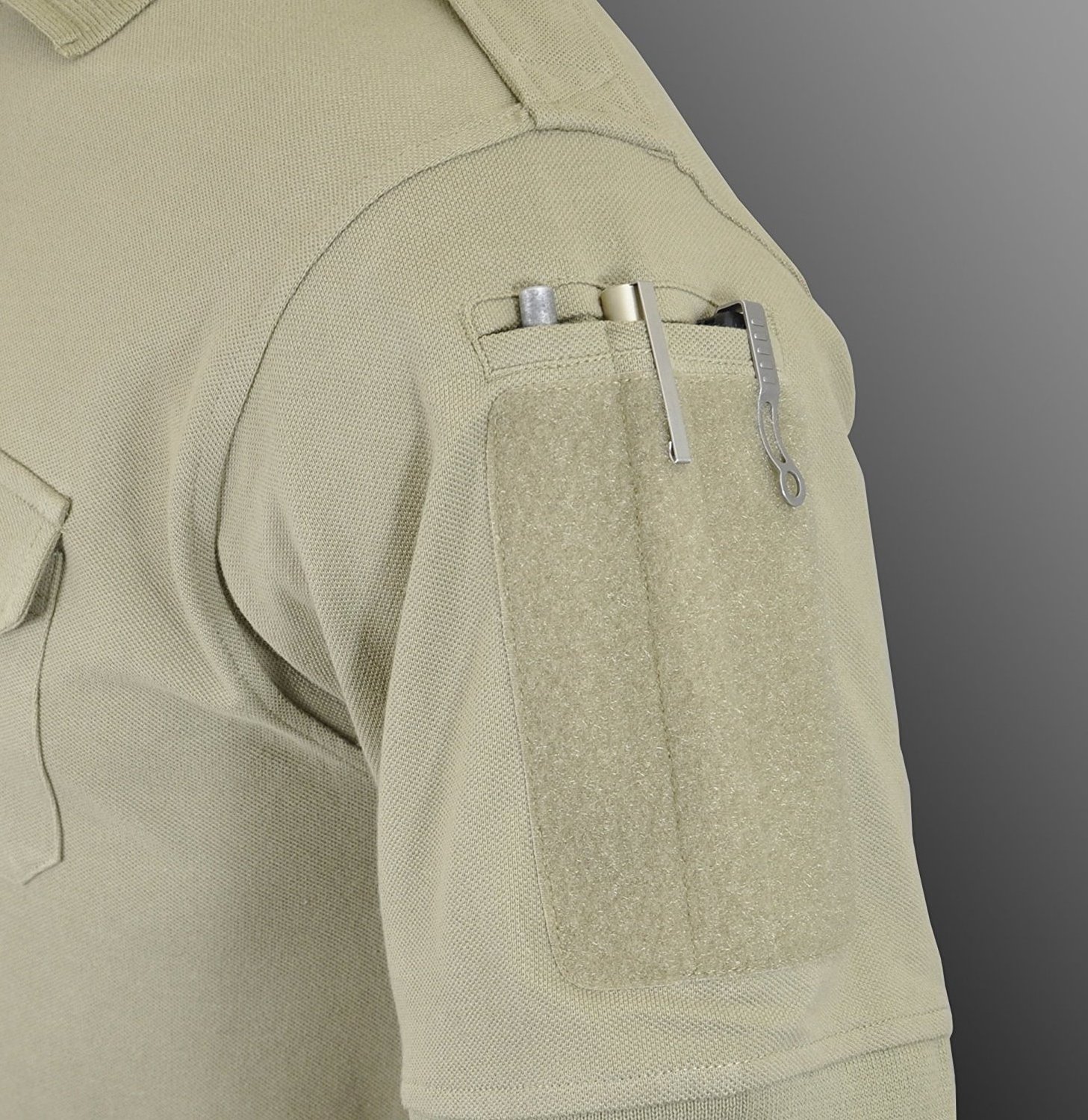 Tactical security guard uniform polo shirts name-taDpe patch Custom shirts sleeve mobile pen pocket