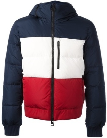 custom men strip white red blue puffer duck ghoose down padded quilted jacket oem strip jacket