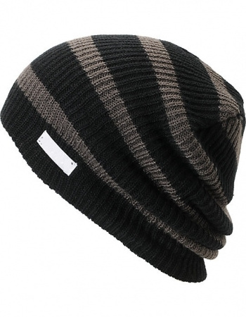 Daily Black & Charcoal Stripe Beanie SIZE ONE SIZE custom hats hats with custom logo embroidery logo