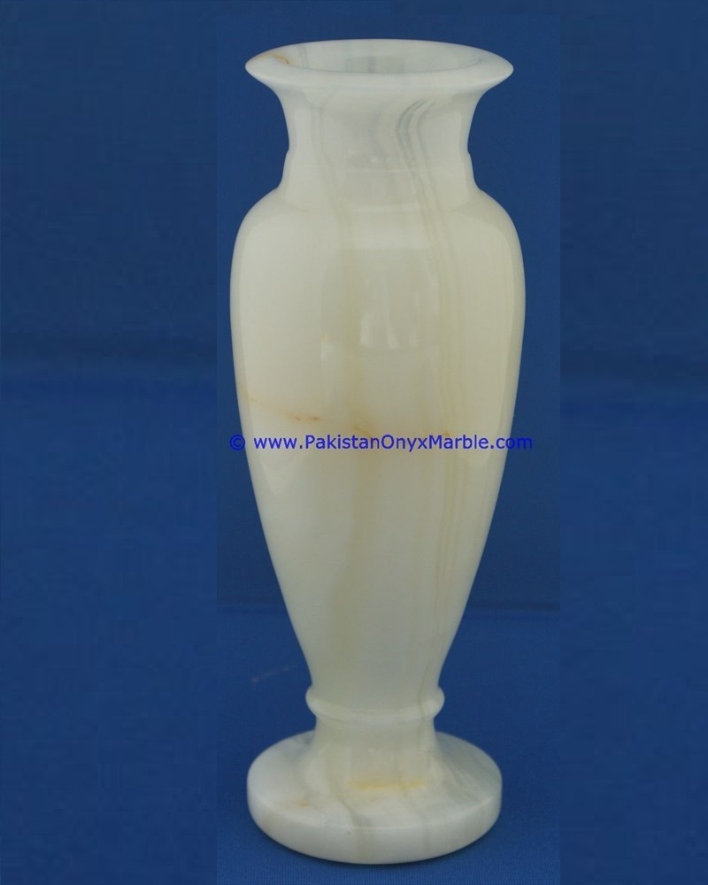 White onyx stone flower vase