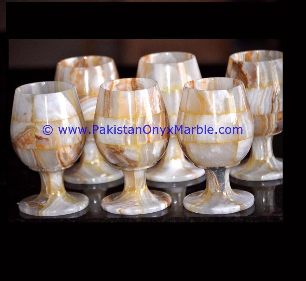 Colorful Onyx Marble Wine Glass Set