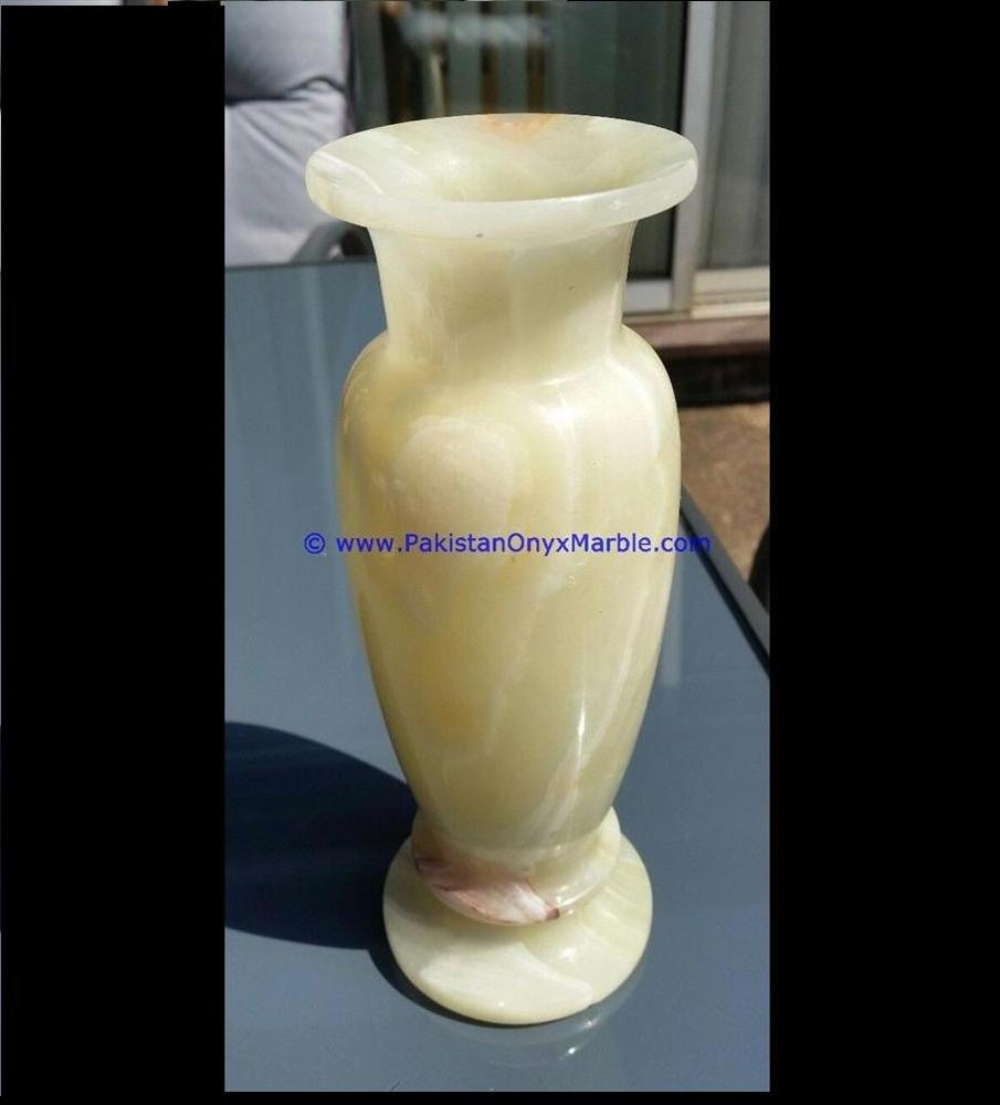 White onyx stone flower vase