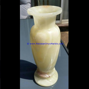 White onyx stone flower vase