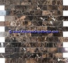 CHEAP PRICE NATURAL  MARBLE MOSAIC TILES PIETRA BROWN EMPERADOR BASKET WEAVE OCTAGON