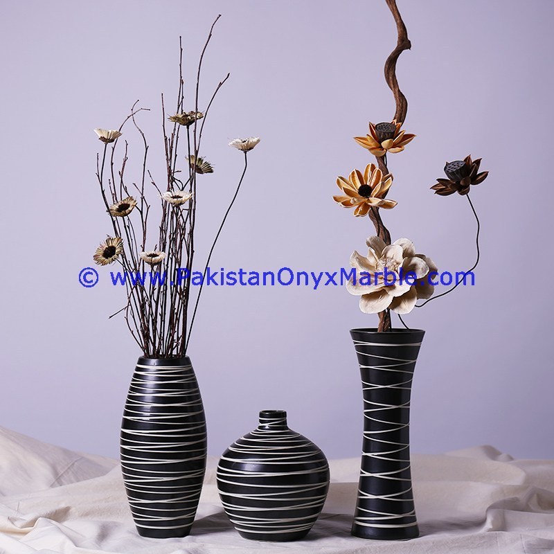 home & garden marble vases jet black marble handcrafted natural stone flower vases