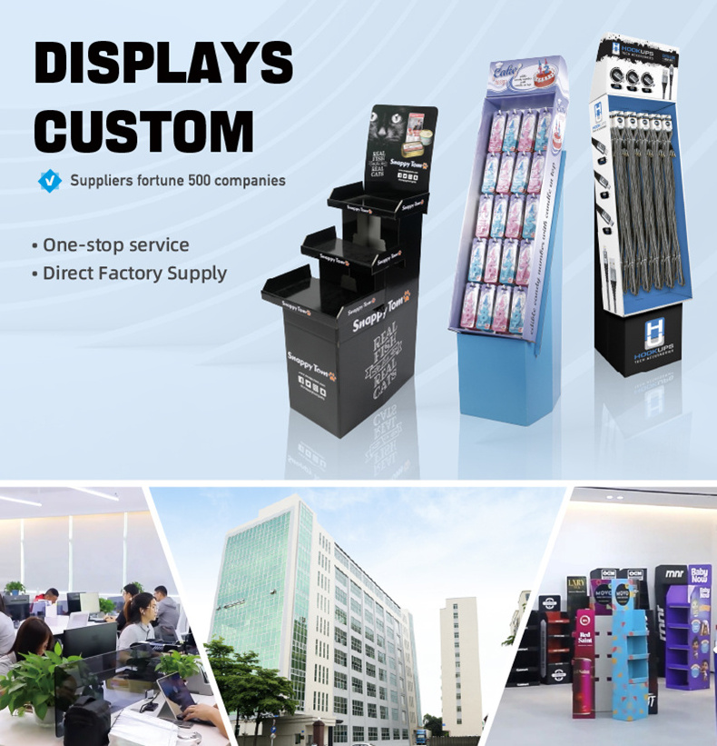 Custom Logo Retail Store Paper Display Racks Supermarket Free Standing POS Floor Corrugated Stand Cardboard Display