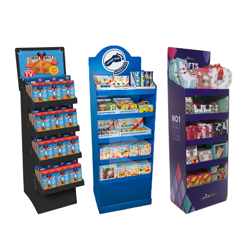 Custom Paper Cardboard Retail Snacks Display Stand Shelf Cardboard Food Chocolate Shop Potato Display Racks Stand