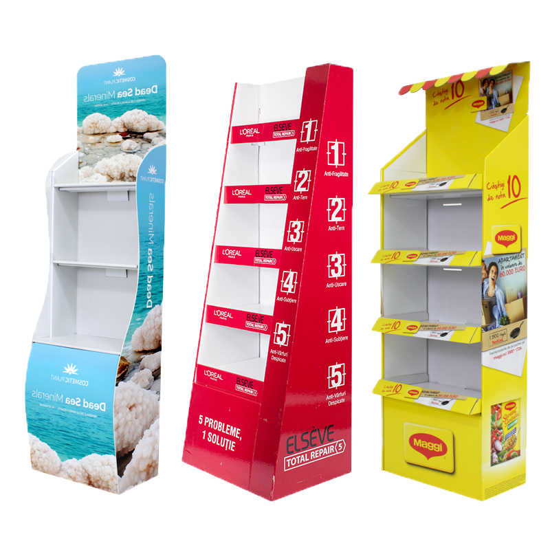 Custom Paper Cardboard Retail Snacks Display Stand Shelf Cardboard Food Chocolate Shop Potato Display Racks Stand